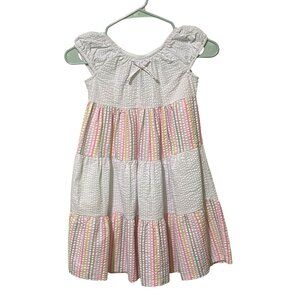 Bonnie Jean Girls Seersucker Dress 6X Pastel Stripes Spring Easter Summer Church